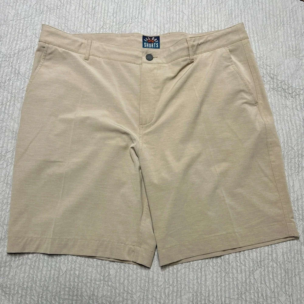 Faherty All Day Shorts Mens 38 Khaki Tan Hybrid Board Shorts Stretch Quick Dry